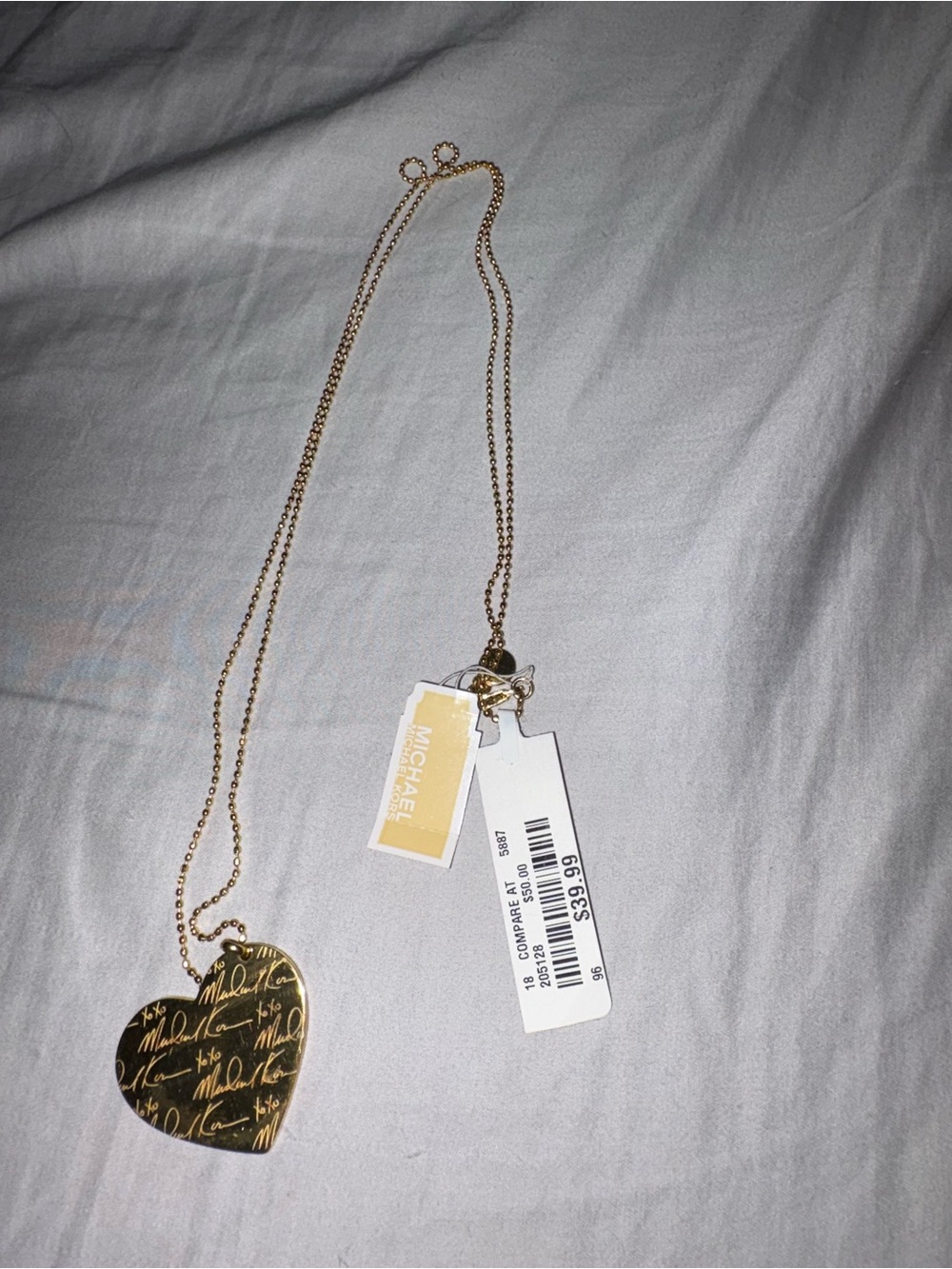 Michael Kors Gold Script Heart Pendant Necklace